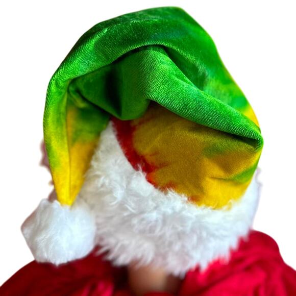 Handmade Tie Dye Santa Hat Rasta Colors Fun Unique Christmas Holiday Party New main image 4